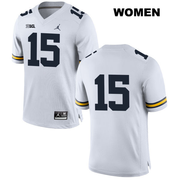 Women's NCAA Michigan Wolverines Jacob West #15 No Name White Jordan Brand Authentic Stitched Football College Jersey NW25H88DU
